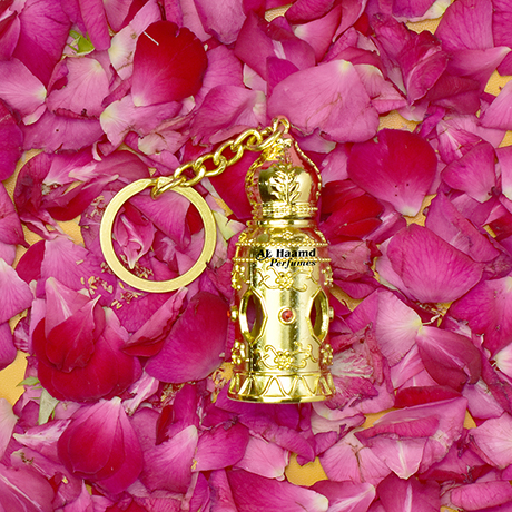 Golden Fancy Attar Bottles with keychain